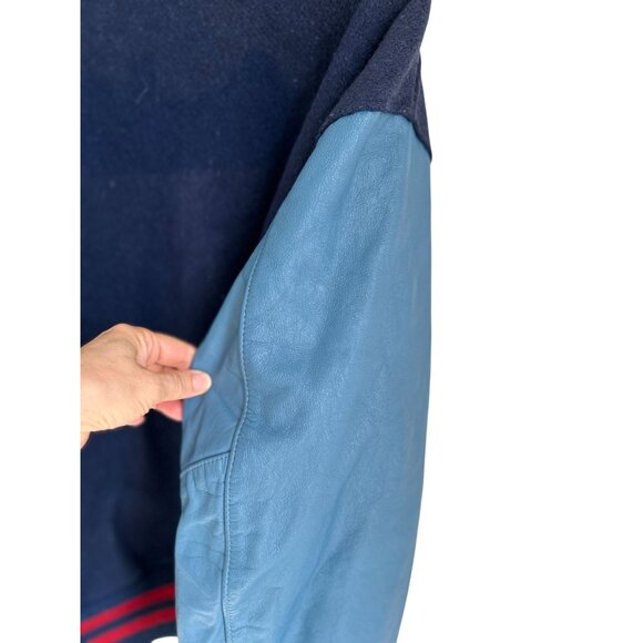 Vintage DeLong Varsity Jacket Mens XLarge Blue Wool & Leather Sleeves Retro - Picture 11 of 11